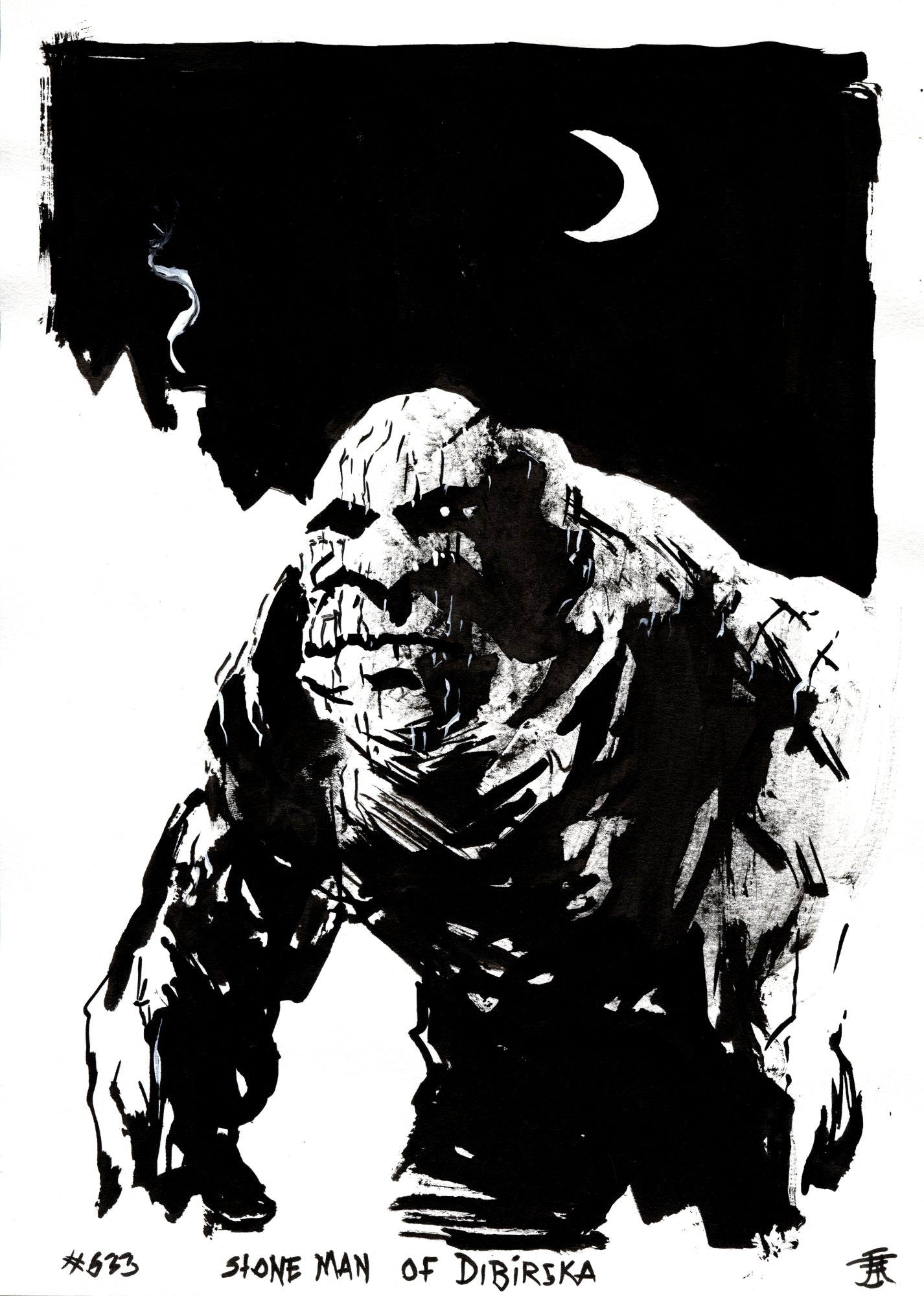Kim Diaz Holm Original artwork Ink Monsters 633 Stone Man of